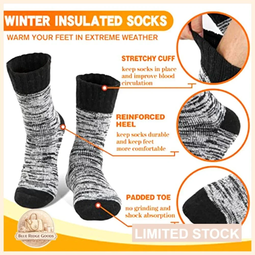 Thermal Winter Ski Socks Thick Insulated Warm for Men Women Cold Weather